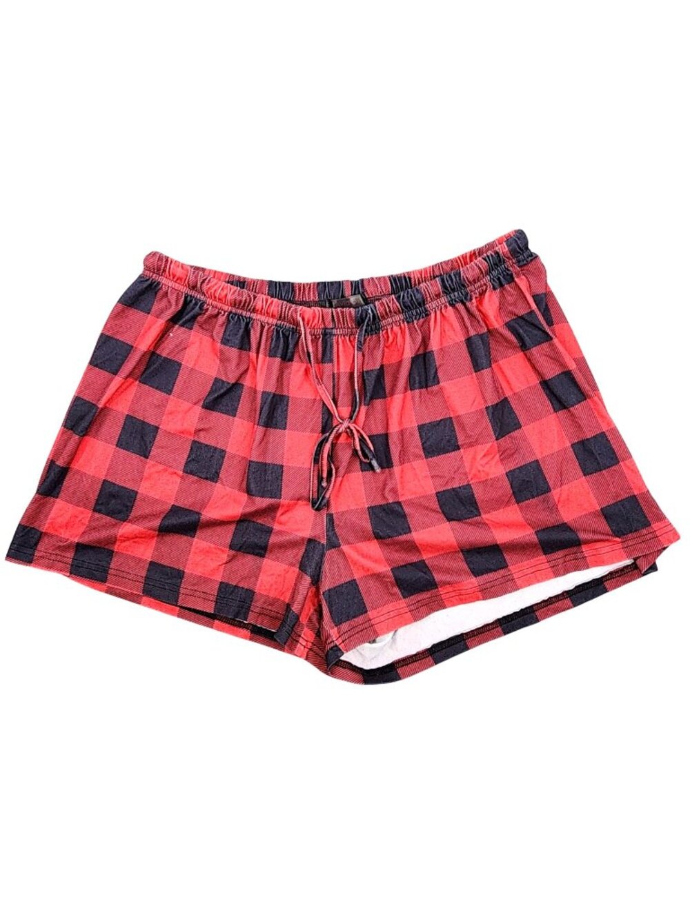 Women's Avidlove Avid Love Red Black Buffalo Plaid Check Sleep Shorts PJ Pajamas